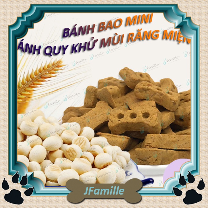 [GIÒN&amp;NGON]Snack Ăn Vặt Chó Mèo JFamille, Bánh Bao Hấp Sữa, Cookie Khử Mùi Hôi Miệng, Tiêu Hóa Tốt. JF111