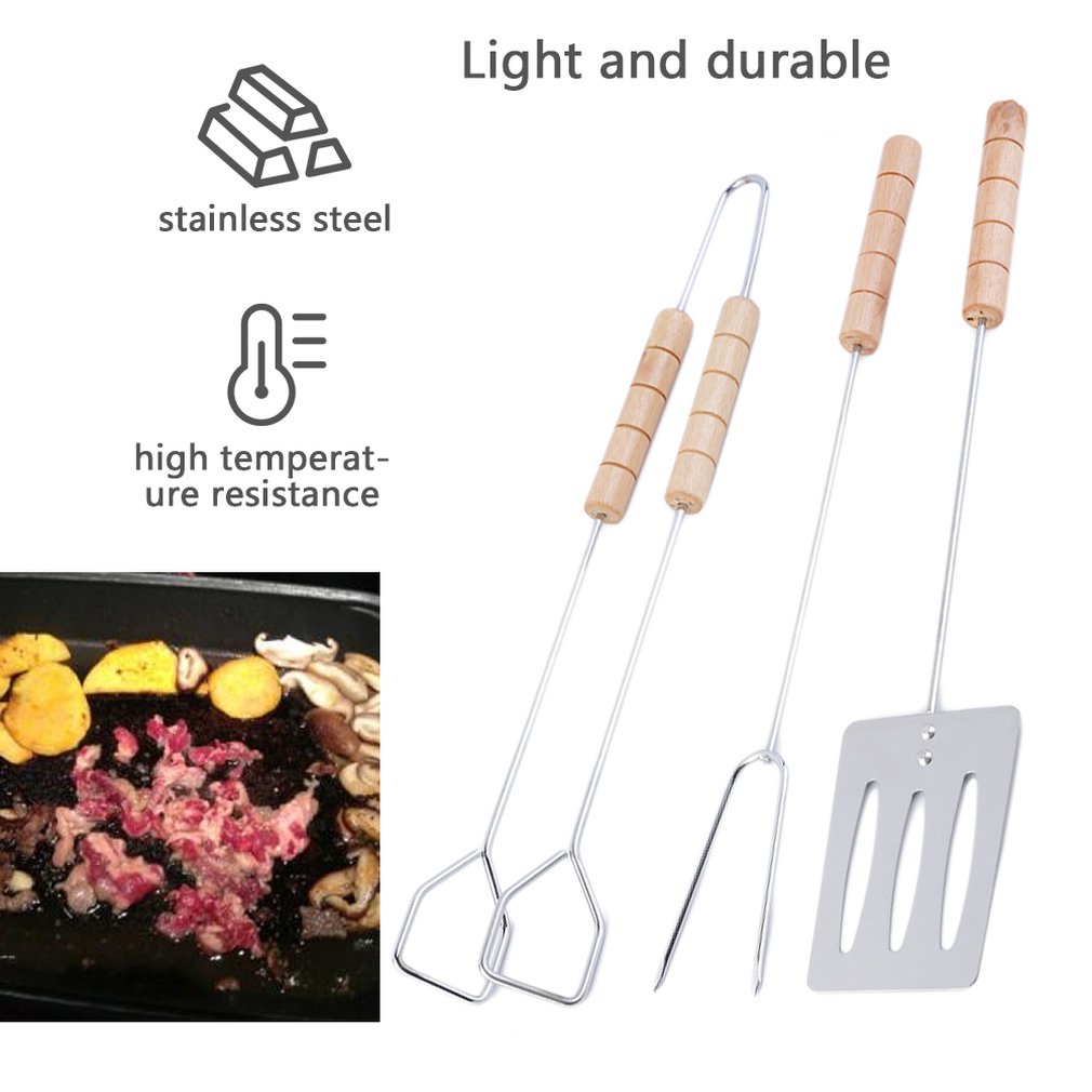 [Y֍֍]Bộ 10 que xiên nướng bằng thép không gỉ &amp;vệ sinh Bộ dụng cụ BBQ 3 cái Thìa Nĩa Tông với tay cầm dài Grip Grip &amp;Thân thiện với Môi trường Ngoài trời Dã ngoại BBQ Thịt nướng Xiên que Nướng Kim thép không gỉ Có thể tái sử dụng Dễ dàng làm sạch