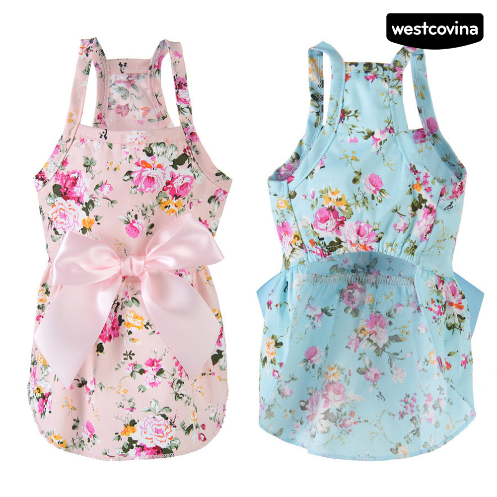 Đầm Cotton In Hoa Thời Trang Xuân Hè Cho Thú Cưng