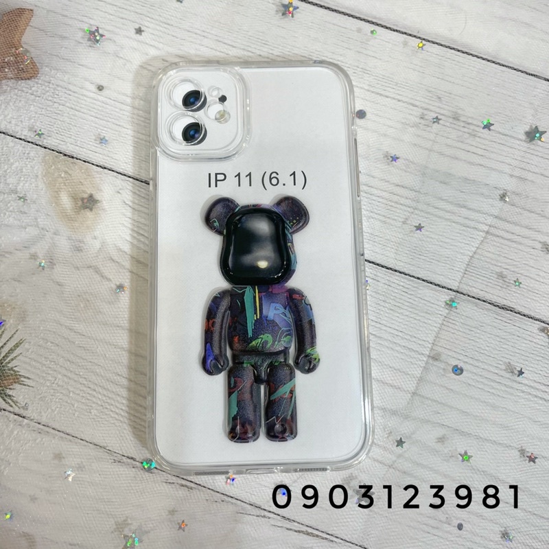 (Màu ngẫu nhiên) Ốp Lưng Gấu Bearbrick Trong Suốt Chống Sốc Xinh Xắn, Sành Điệu