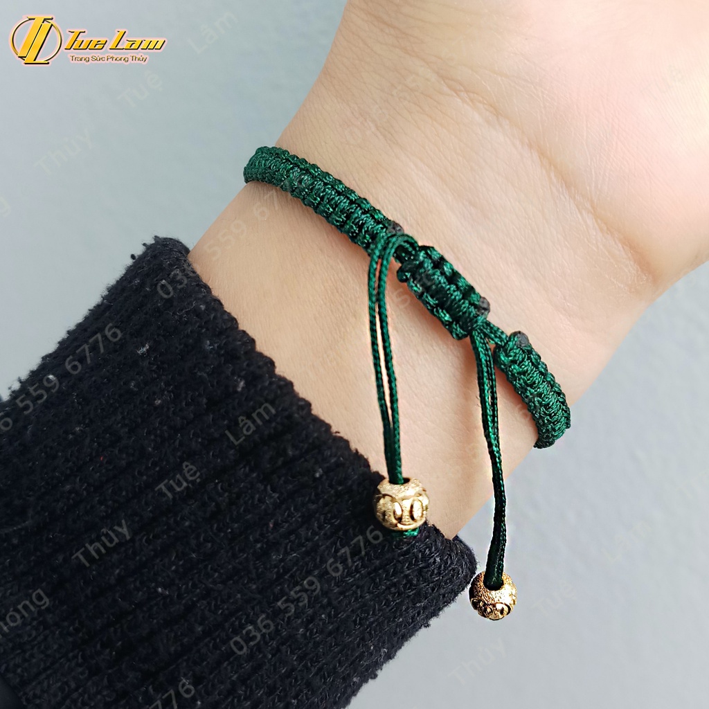 Vòng tay chỉ xanh rêu cao cấp bện mặt hồ ly sơn thủy trợ duyên, mang lại may mắn - Tuệ Lâm