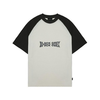 Áo thun raglan black grey x four basic grey cream t302