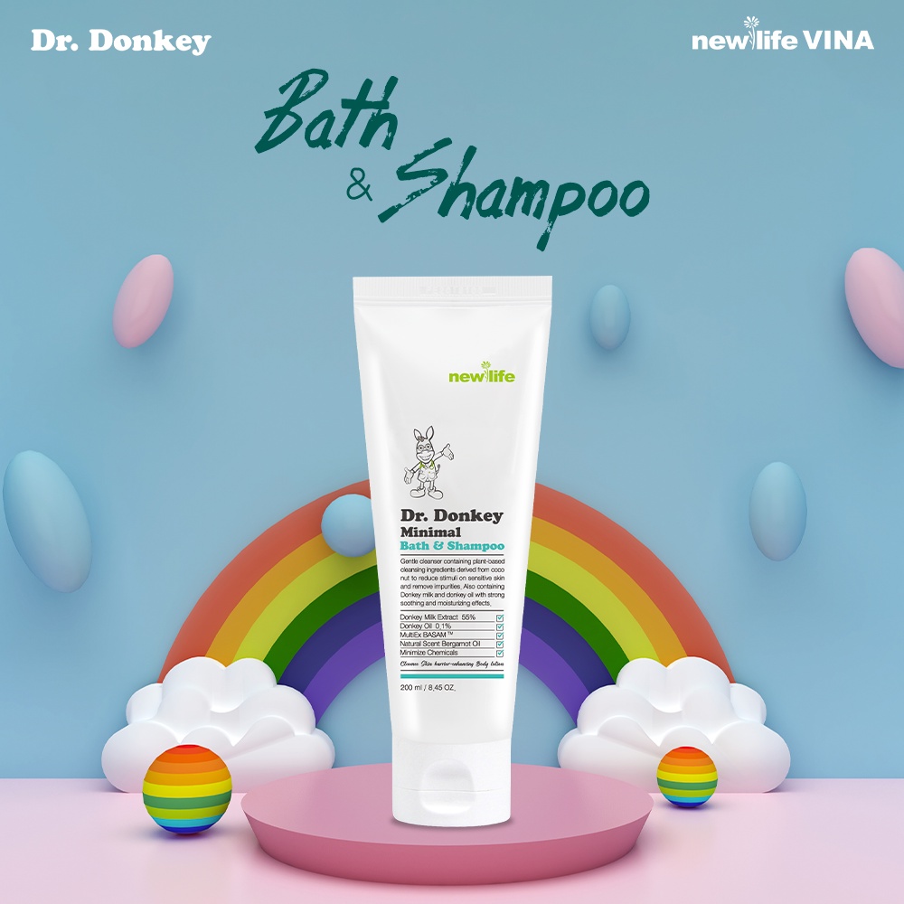 Sữa Tắm Gội Đăc Biệt Dành Cho Bé Newlife Dr.Donkey Cao Cấp Không Kích Ứng 200ml