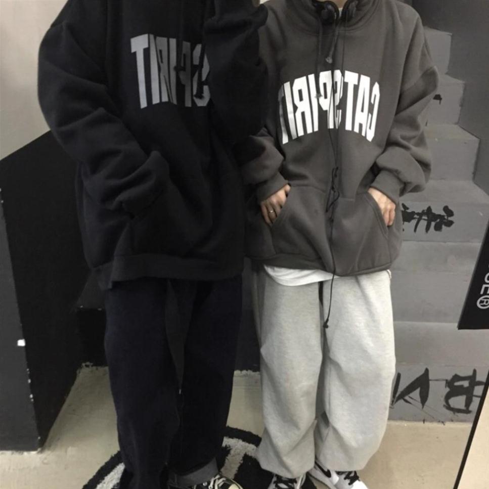 Áo Hoodie, Áo Nỉ Bông Cotton In Chữ CASPIRIT 2 Màu Forrm Rộng Unisex Phong Cách Hàn Quốc Hot 2021