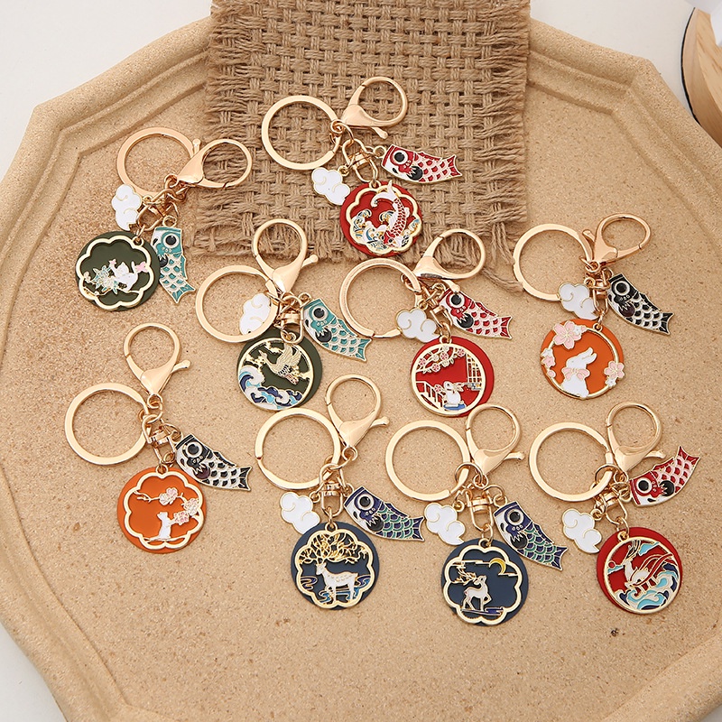 Móc Khóa Xe Hơi Hình Chú Thỏ Dễ Thương Phong Cách Trung Hoa