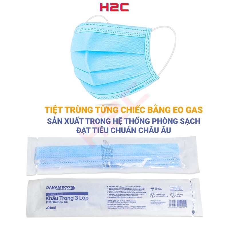 Khẩu trang y tế ĐÃ TIỆT TRÙNG Danameco 1 cái/gói-50 cái/ hộp