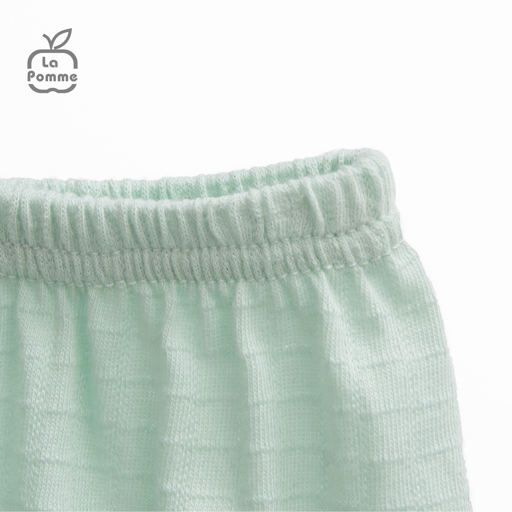SLD181 Bộ dài tay La Pomme cúc lệch Xương rồng Trắng xanh