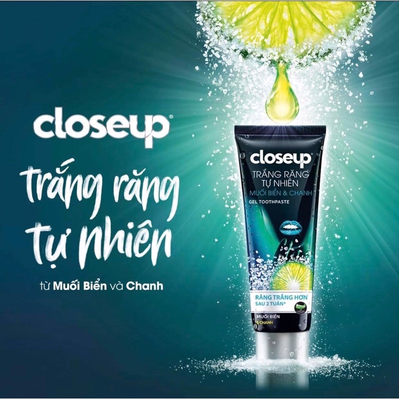 Kem đánh răng dạng gel CLOSEUP giúp làm trắng răng tự nhiên với chiết xuất chanh và muối biển 230g/tuýp