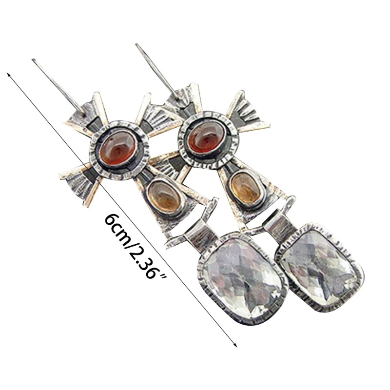 Khuyên Tai Đính Đá Quý Tự Nhiên Nhiều Màu Phong Cách Bohemian Cổ Điển