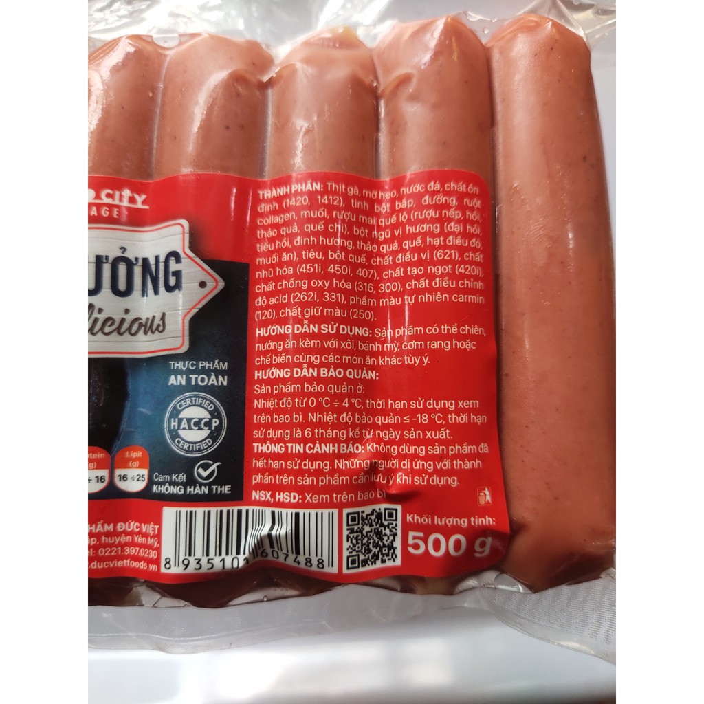 Lạp Xưởng Tươi Đức Việt | Túi 500gr 14 Chiếc