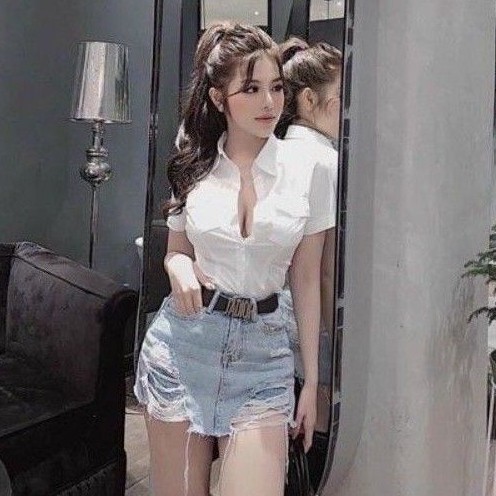 Áo sơ mi phối 2 túi trước sang chảnh