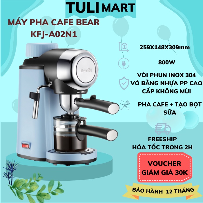 Máy pha cà phê Espresso Bear tự động kích thước nhỏ gọn thanh lịch nhiều tính năng Gia dụng Bear Tuli Mart
