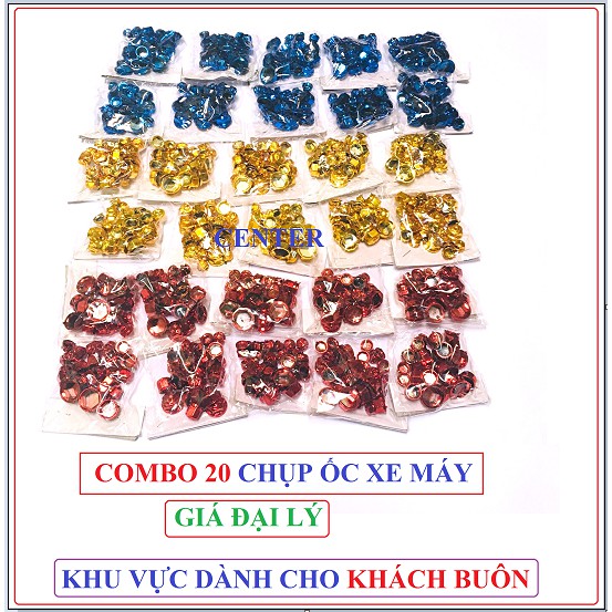 Combo 20 chụp ốc xe máy đủ màu