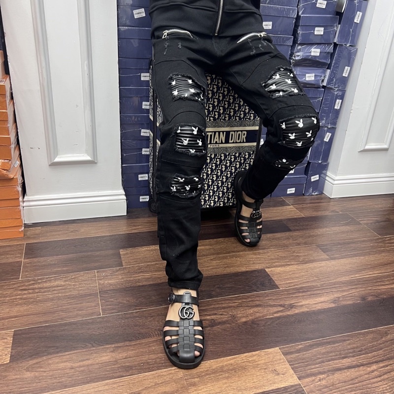 [ Hàng Sẵn ] quần jean nam vá thỏ quần jean nam hot hit