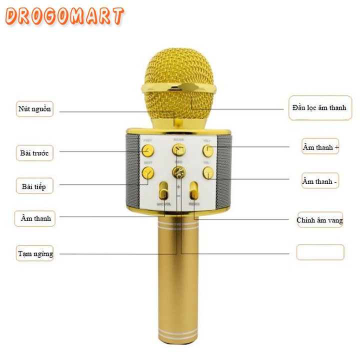 ( FREESHIP 99K ) Mic karaoke kèm loa bluetooth WS 858 Bảo Hành 6 tháng