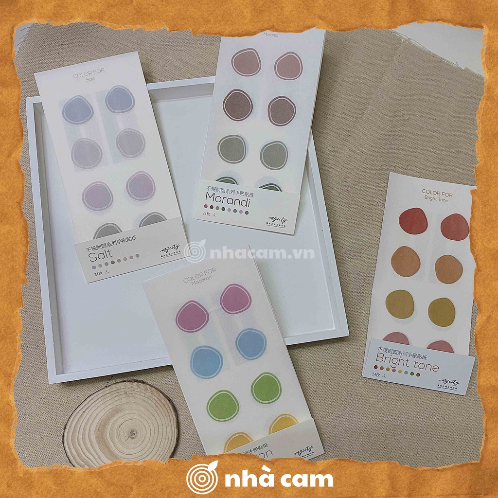 Sticker tròn vintage trang trí bullet journal Nhà Cam (3 tấm)