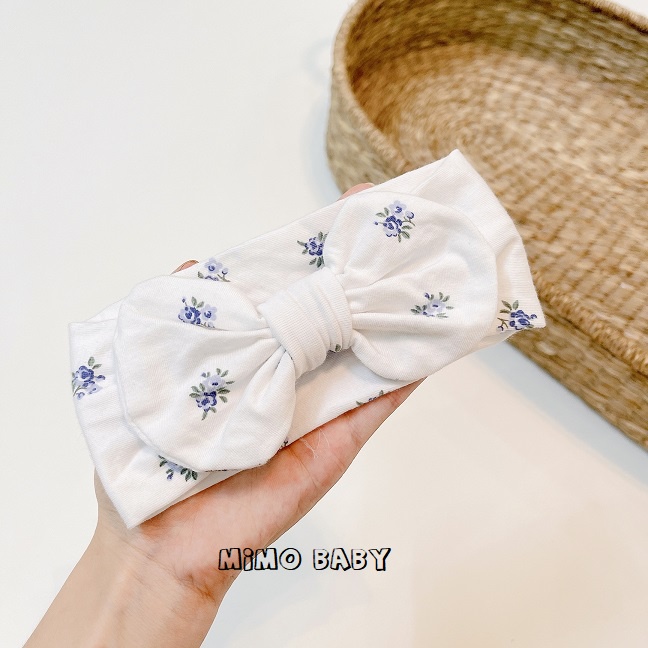 Băng đô turban trắng hoa nhí xanh phong cách hàn quốc đáng yêu cho bé gái Mimo baby BD23
