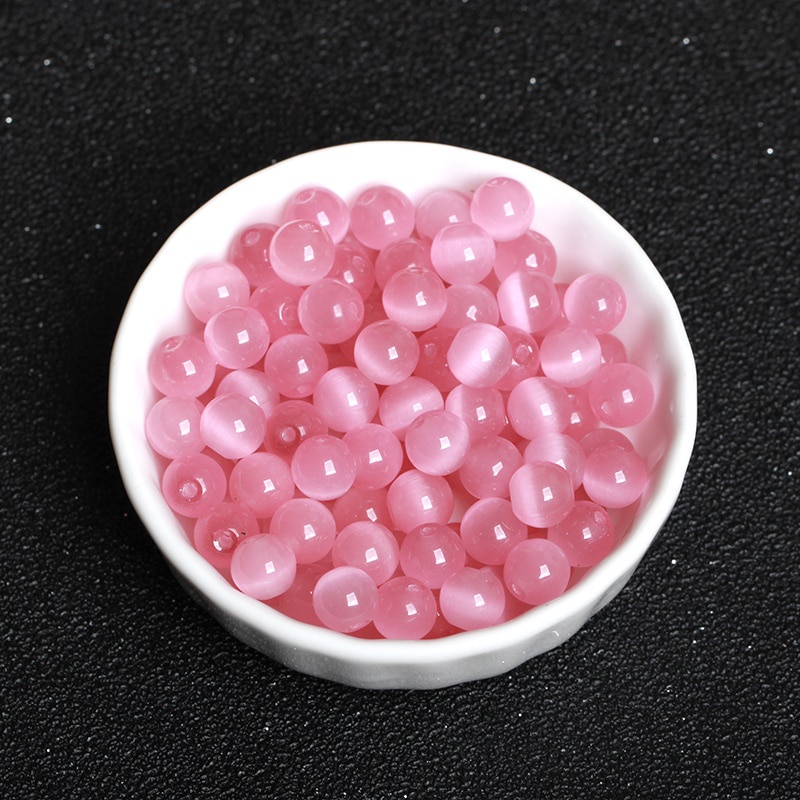 Chuỗi Hạt Tròn Màu Trắng/Xanh Dương Tự Nhiên Kích Thước 6/8/10mm Chất Lượng Cao Dùng Làm Trang Sức Thủ Công 15 Inch