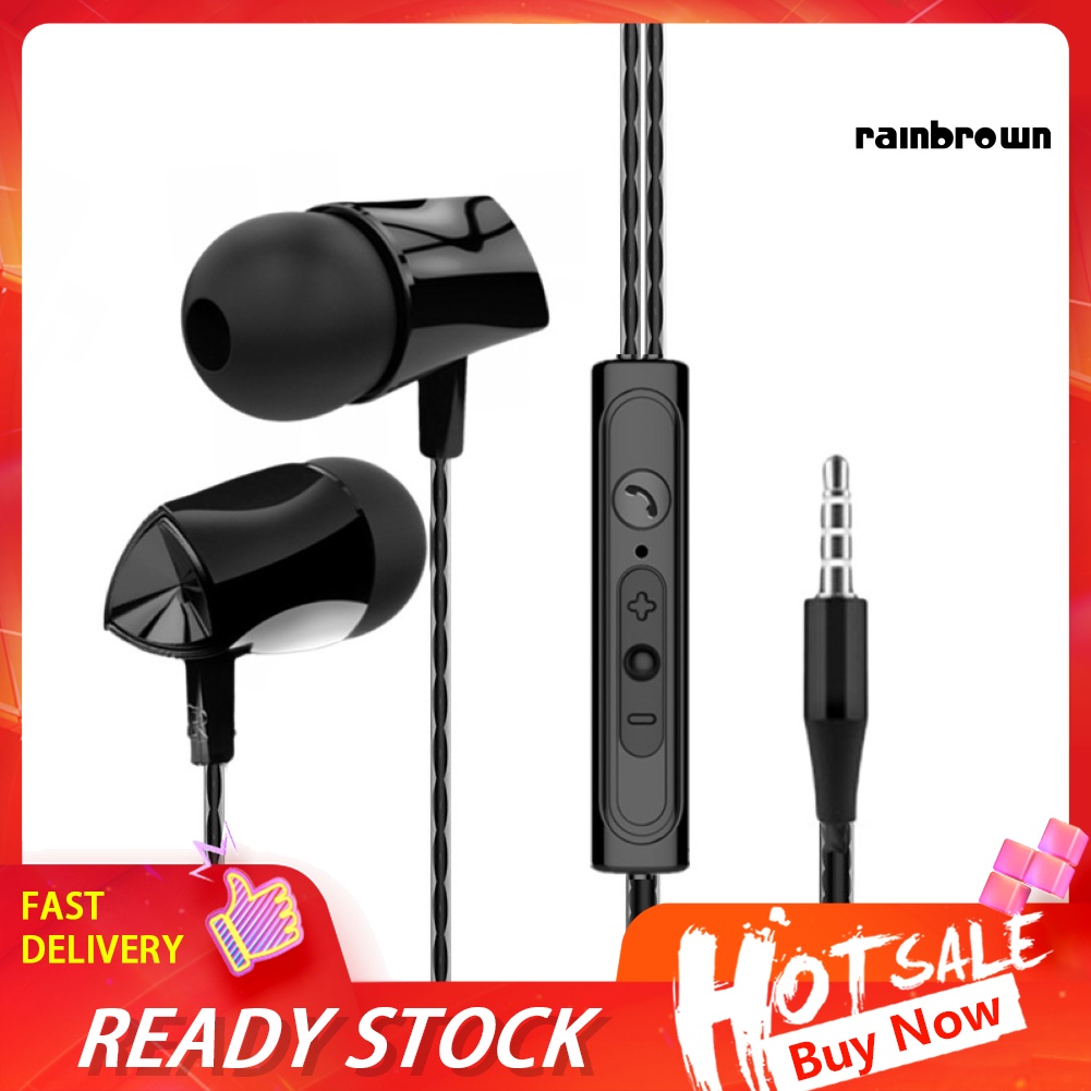 /REJ/ 3.5mm Plug Ergonomic Heavy Bass In-Ear Wired Sports Earphones Earbuds with Mic