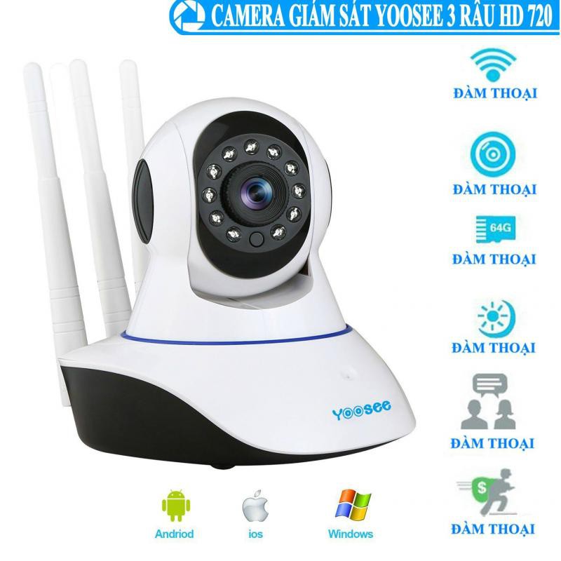 Camera IP Wifi Yoosee 3 Râu HD 720P 10 đèn hồng ngoại đàm thoại 2 chiều (Trắng)