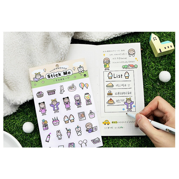 Sticker hình dán dễ thương sáng tạo và giấy bộ nhãn dán sổ trang trí dễ thương phong các Hàn Quốc