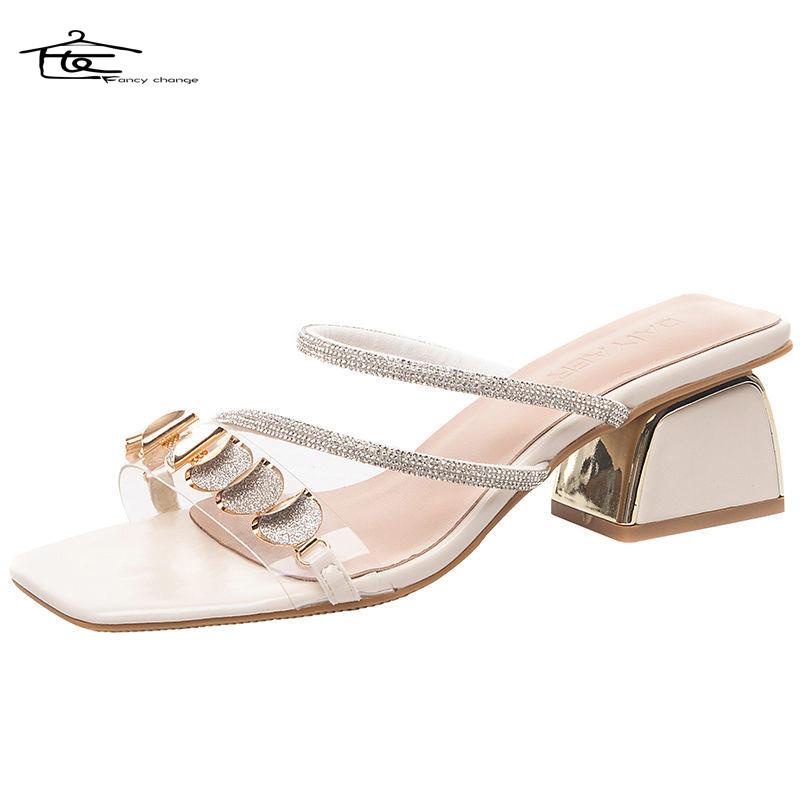 Dép Cao Gót Đính Đá Thời Trang Mùa Hè Dành Cho Nữ