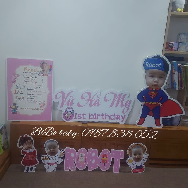 Combo banner, chibi, tên để bàn, cây welcome thiết kế theo yêu cầu -BiBo baby