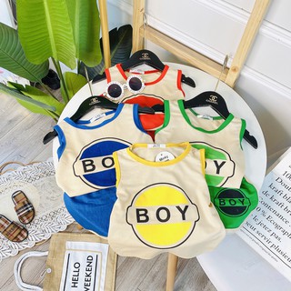 Bộ quần áo ba lỗ boy cho bé trai, bé gái chất liệu đũi size từ 6kg đến 20kg