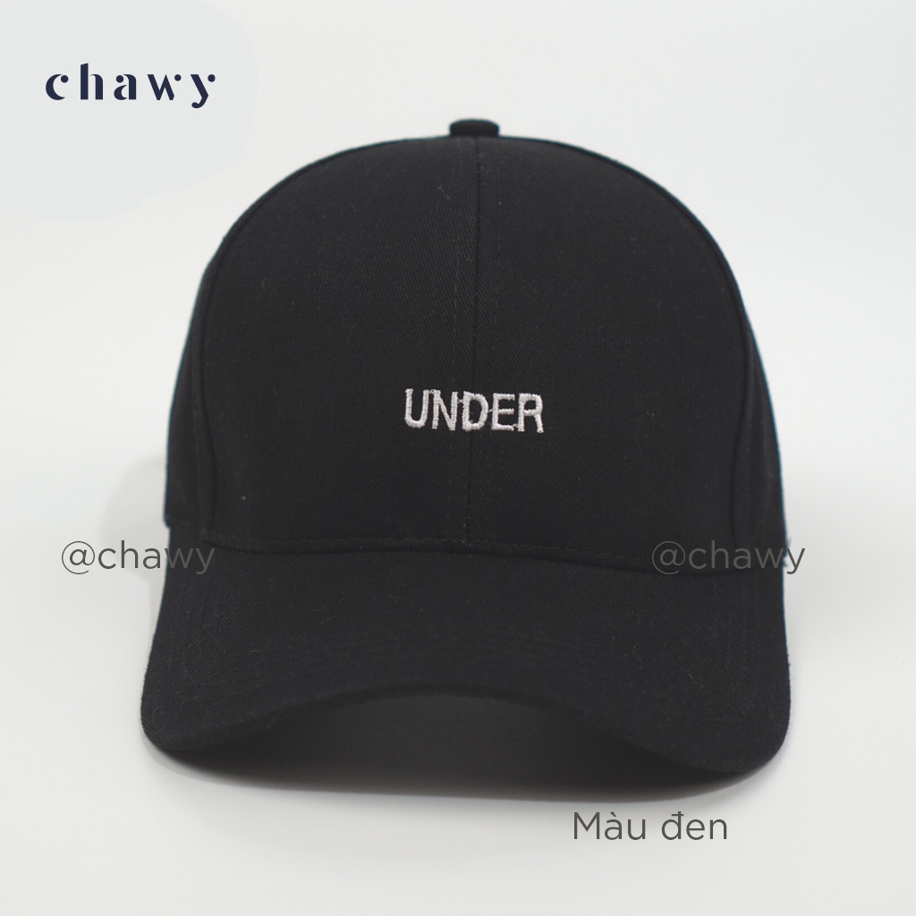 Mũ lưỡi trai cotton unisex, Nón kết nam nữ thêu chữ  UNDER phong cách Ulzzang Chawystore - K42