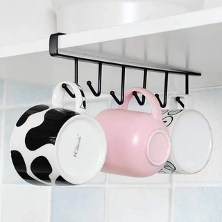 Móc treo đồ cài dưới tủ kim loại sơn tĩnh điện 6 moc, màu đen và trắng