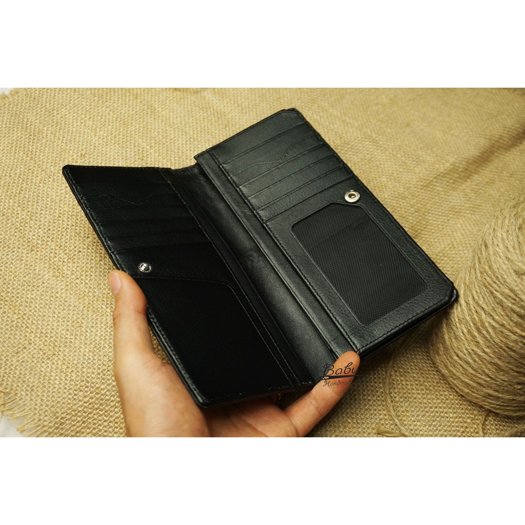 Ví da thật Babu Handmade, ví nam dài cầm tay da trăn, bóp cầm tay nữ hàng hiệu WL175