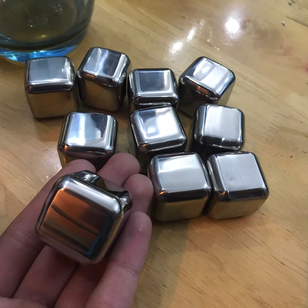 Đá lạnh không tan inox 304 hộp 8 viên kèm 1 kẹp gắp