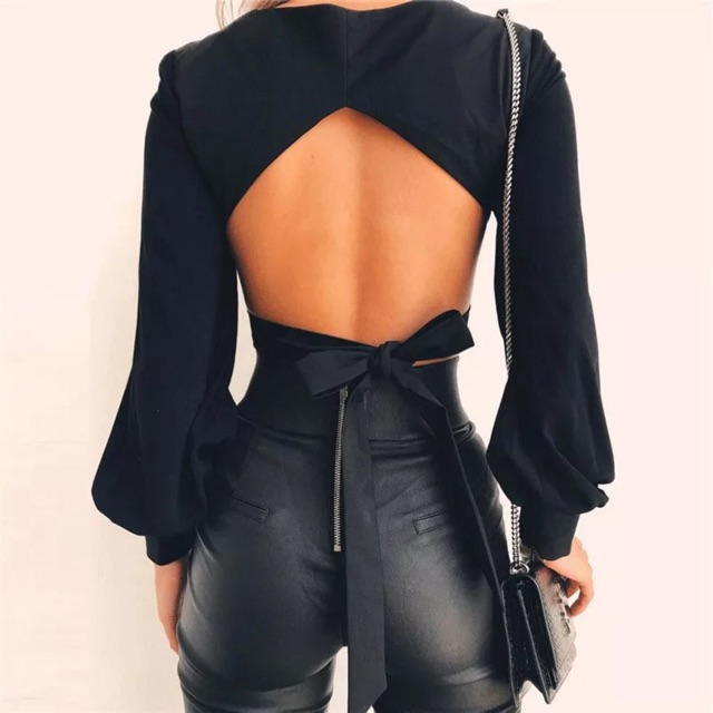 (Có sẵn-Hình thật shop chụp) Croptop hở lưng
