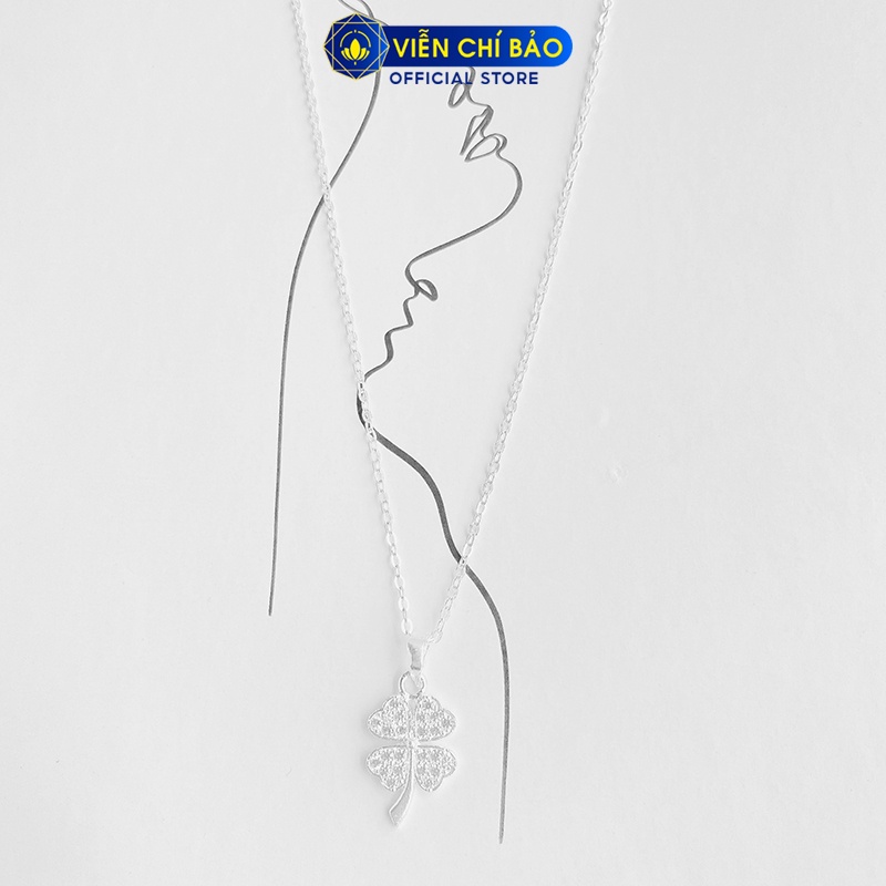 Dây chuyền bạc nữ cỏ 4 lá có đuôi chất liệu bạc 925 thời trang phụ kiện trang sức nữ Viễn Chí Bảo D400783