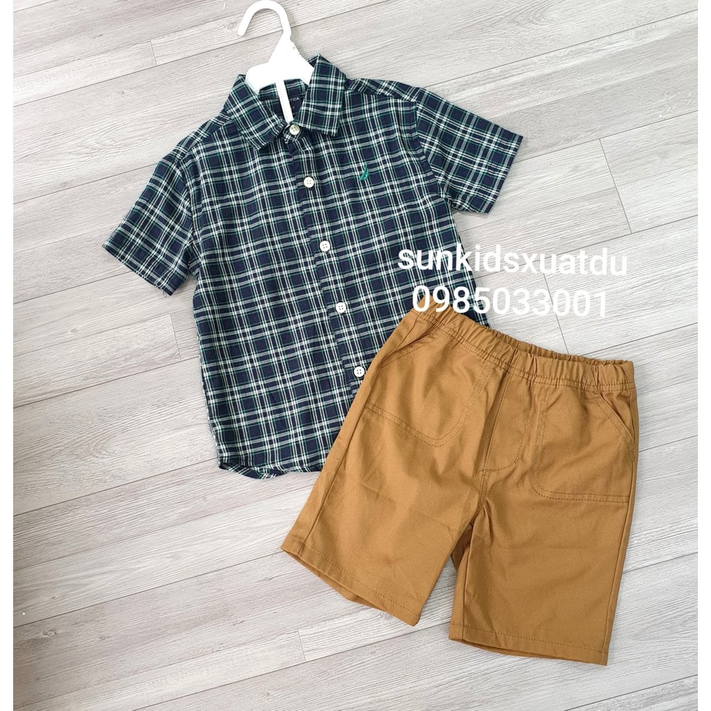 Set sơ mi Nauti.ca bé trai quần nâu