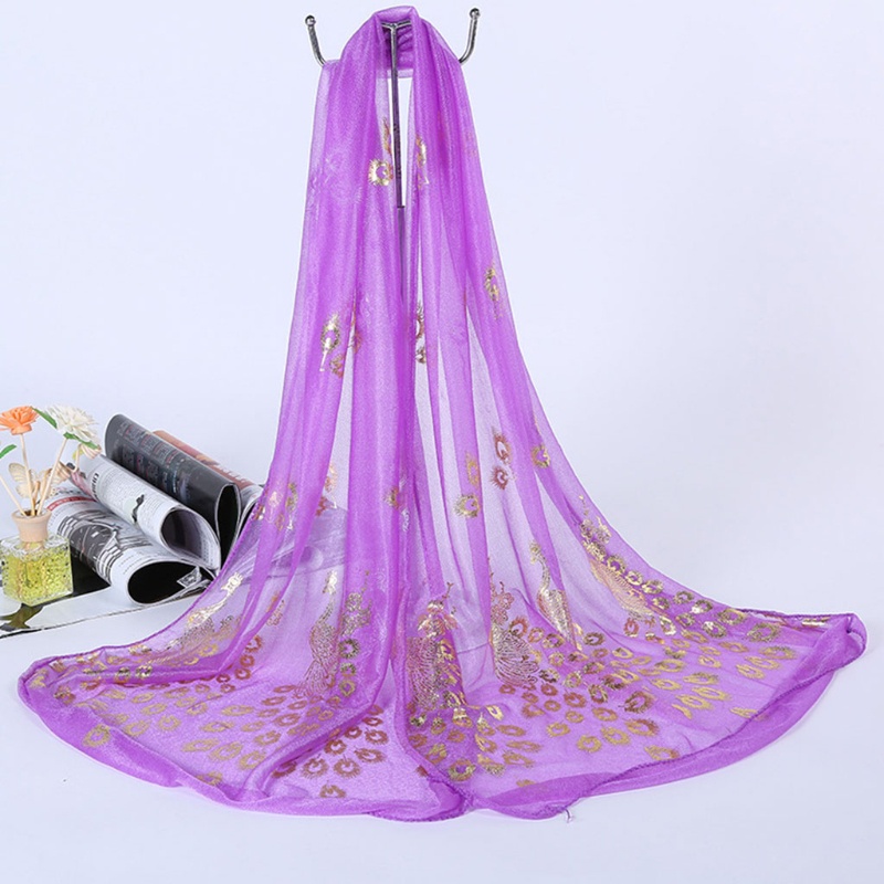 Khăn Choàng Cổ Dài Mềm Mại Thêu Họa Tiết Hoa Và Chim Công Nhiều Màu Sắc Cho Nữ