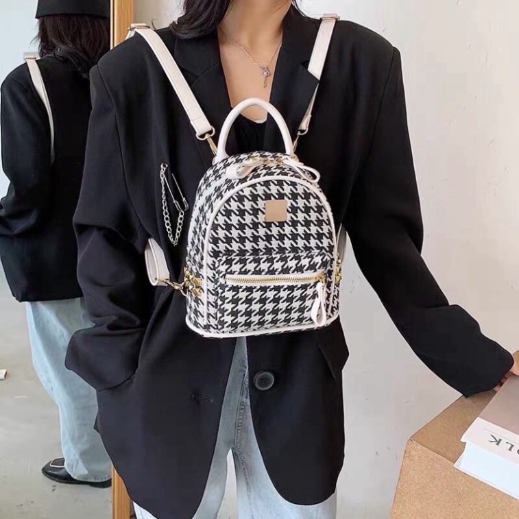 Balo nữ mini, Balo thời trang kẻ caro thời trang nữ tính hot trend