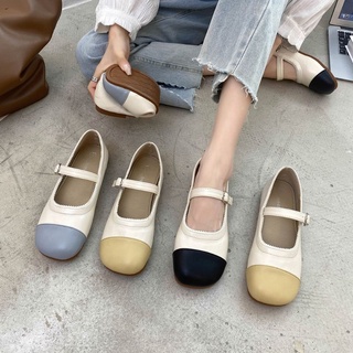 Order Giày búp bê nữ đẹp thời trang mũi tròn đế bệt da mềm đơn giản quai cài ngang  màu đen/ xanh/ vàng mới xinh