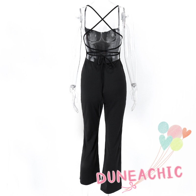 Áo liền quần Hai Dây Màu Trơn Hở Lưng Gợi Cảm Cho Nữ