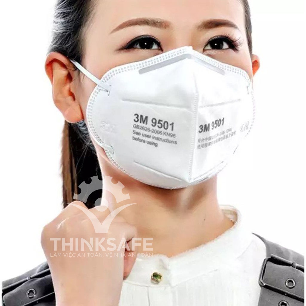 Khẩu trang 3M 9501 kiểu dáng 3D, vải kháng khuẩn lọc bụi mịn đạt chuẩn KN95 Khẩu trang 3M chính hãng - THINKSAFE