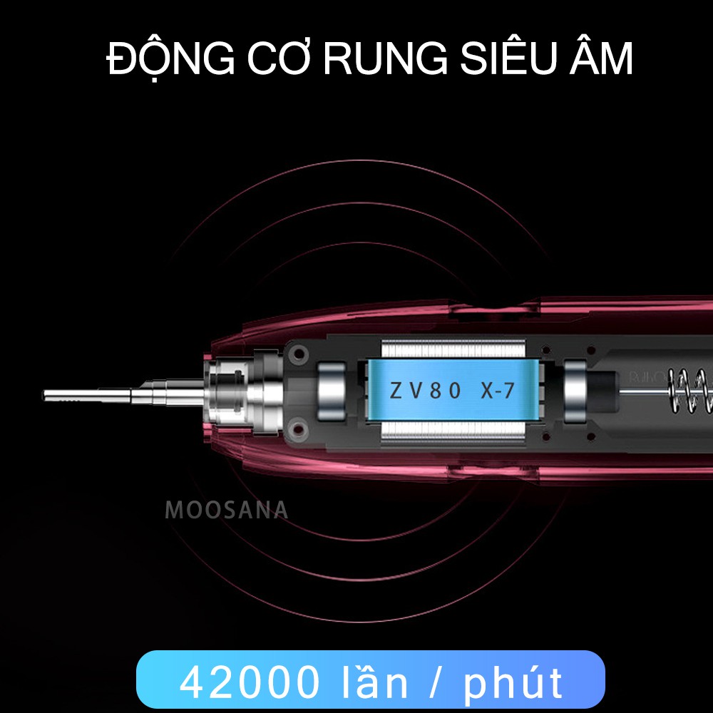 MOOSANA Bản nâng cấp mới nhất của bàn chải đánh răng điện-mẫu bàn chải đánh răng điện công nghệ Châu Âu-đi kèm 4 đầu bàn chải