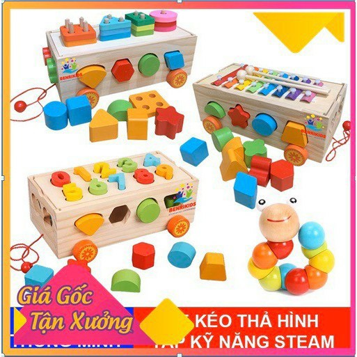 Xe kéo thả hình kết hợp số đếm - Đàn Xylophone - Thả hình khối ⚡HÀNG LOẠI 1⚡ Giúp Trẻ Rèn Luyện Sự Tập Trung, Khéo Léo