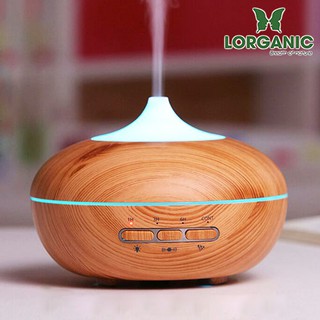 (TẶNG 2 CHAI TINH DẦU SẢ + CAM 10ML) Máy khuếch tán tinh dầu bí ngô gỗ vàng Lorganic FX2026