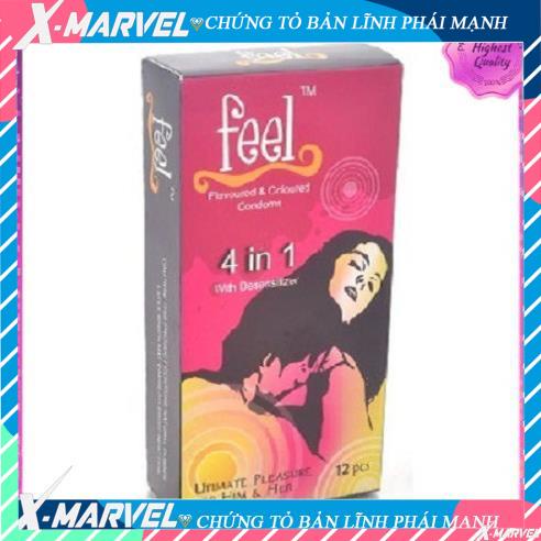 Bao Cao Su FEEL 4 IN 1 - Bi Gai - Kéo Dài Thời Gian Quan Hệ - combo bcs durex/sagami/ok/olo/invisible/feel /áo mưa