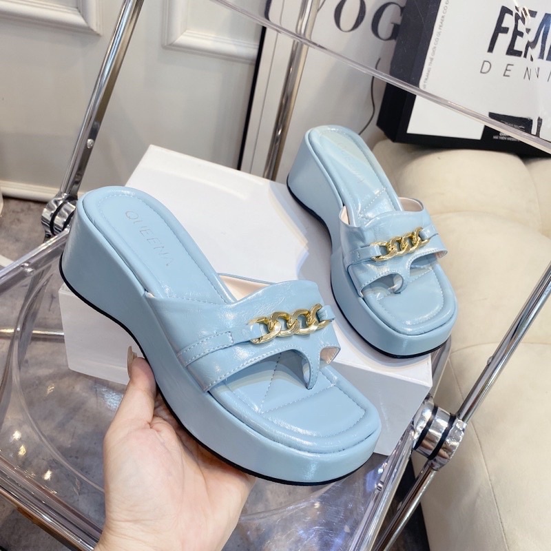 Dép đế xuồng 6 phân MAILIAA mã 002 quai ngang, xỏ ngón gắn xích 5 màu