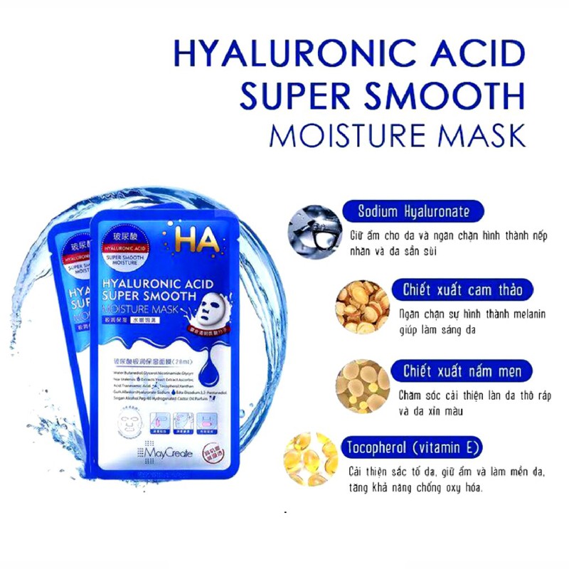 Mặt nạ giấy Dưỡng Ẩm Dưỡng Trắng Da HA Chăm Sóc Da MayCreate hàng nội địa trung | BigBuy360 - bigbuy360.vn