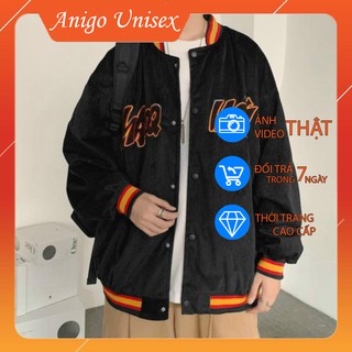 [SIÊU CHẤT] Áo khoác bomber bóng chày nam nữ,chất Kaki nhung dày dặn- áo khoác form rộng phong cách ulzzang ANIGO UNISEX