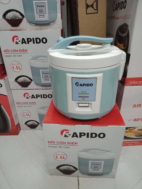 Nồi cơm điện tử Rapido RC-1.2D dung tích 1.2L - 10 chế độ nấu tự động và RC-1.5M cơ 1,5L - Bảo hành chính hãng 12 tháng