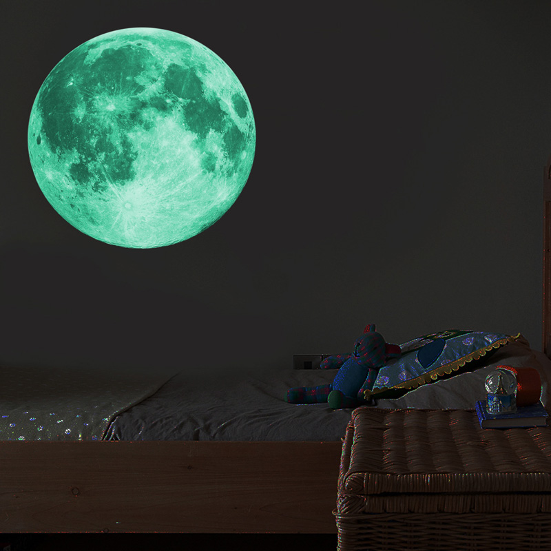 Tấm miếng dán tường trang trí hình mặt trăng/ ngôi sao/ chấm bi 3D dạ quang | BigBuy360 - bigbuy360.vn