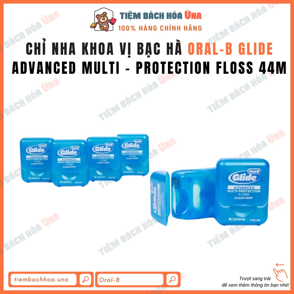 [US] Chỉ nha khoa Oral-B Glide Advanced multi protection floss mùi bạc hà thơm mát dài 44m